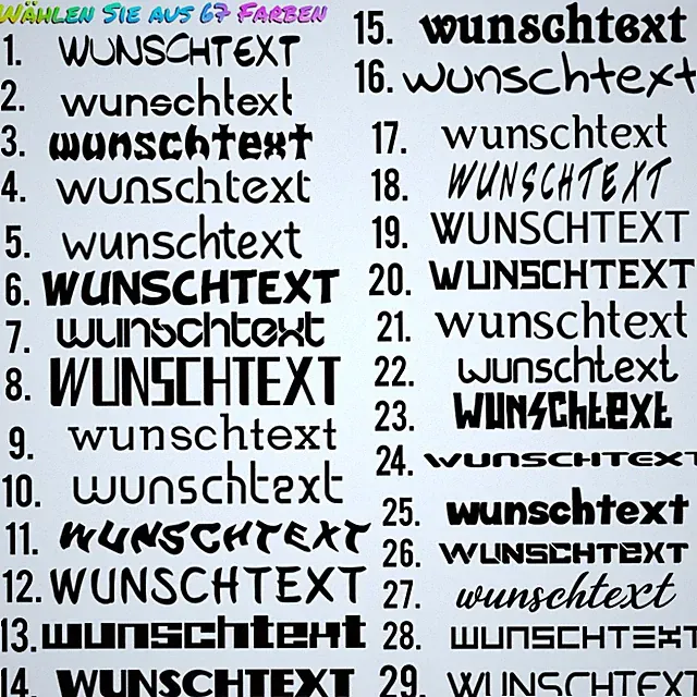 2x WUNSCHTEXT Aufkleber Deko Schriftzug Tuning Möbel Türen fenster bis 20cm