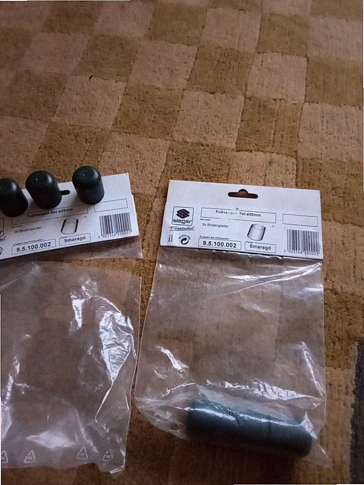2xSieger Fusskappen Set Ø 25mm smaragd grün 3x Bodengleiter Gartenmöbel95100005