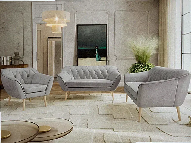 3-2-1 Sofagarnitur PIRS Couchgarnitur Sofaset 3tlg. Scandi Sitzmöbel Polsterset