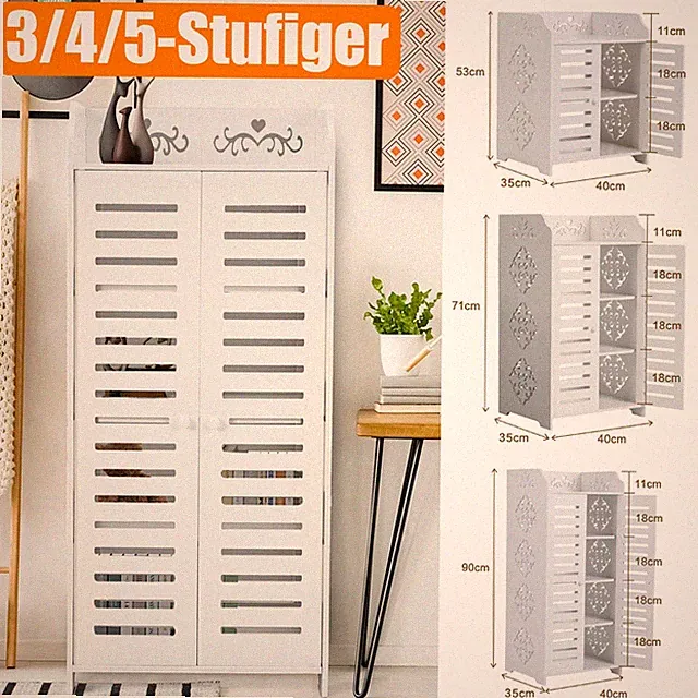 3 / 4 / 5 Stufiger Schuhregal Schuhschrank Indoor Hoch Schuhkommode Schuhablage