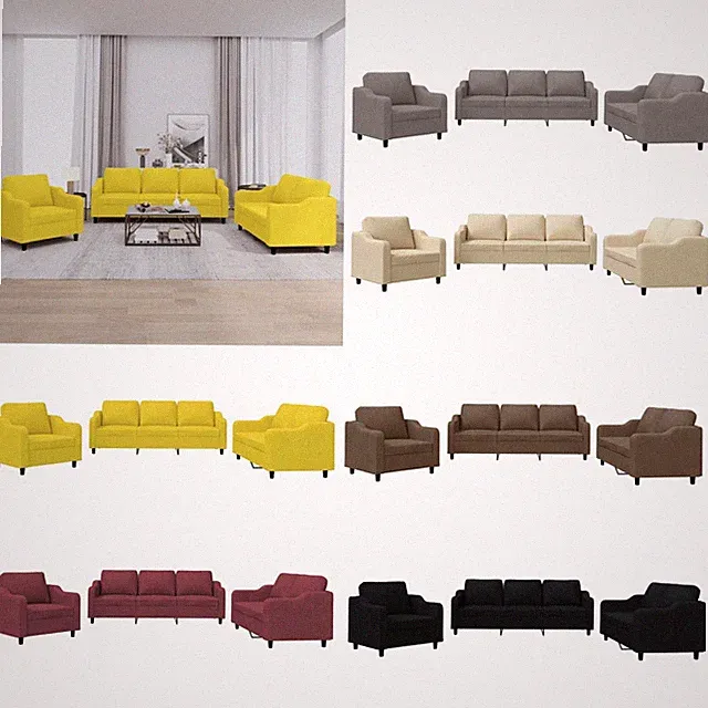 3/4-tlg. Stoff Sofagarnitur Sessel Sofa Couch Wohnzimmer sofa Designsofa 9 Farbe