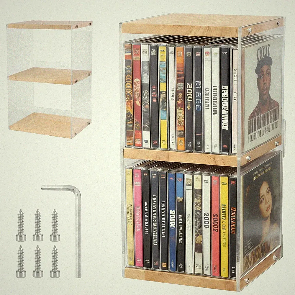 3 Etagen CD-Halter, Schreibtisch-Organizer, CD-Aufbewahrung, Retro Regal Ständer