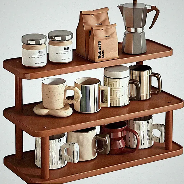 3 Etagen Tassenregal Holz Schreibtisch Organizer Ablage Regal für Wohnbereich DE