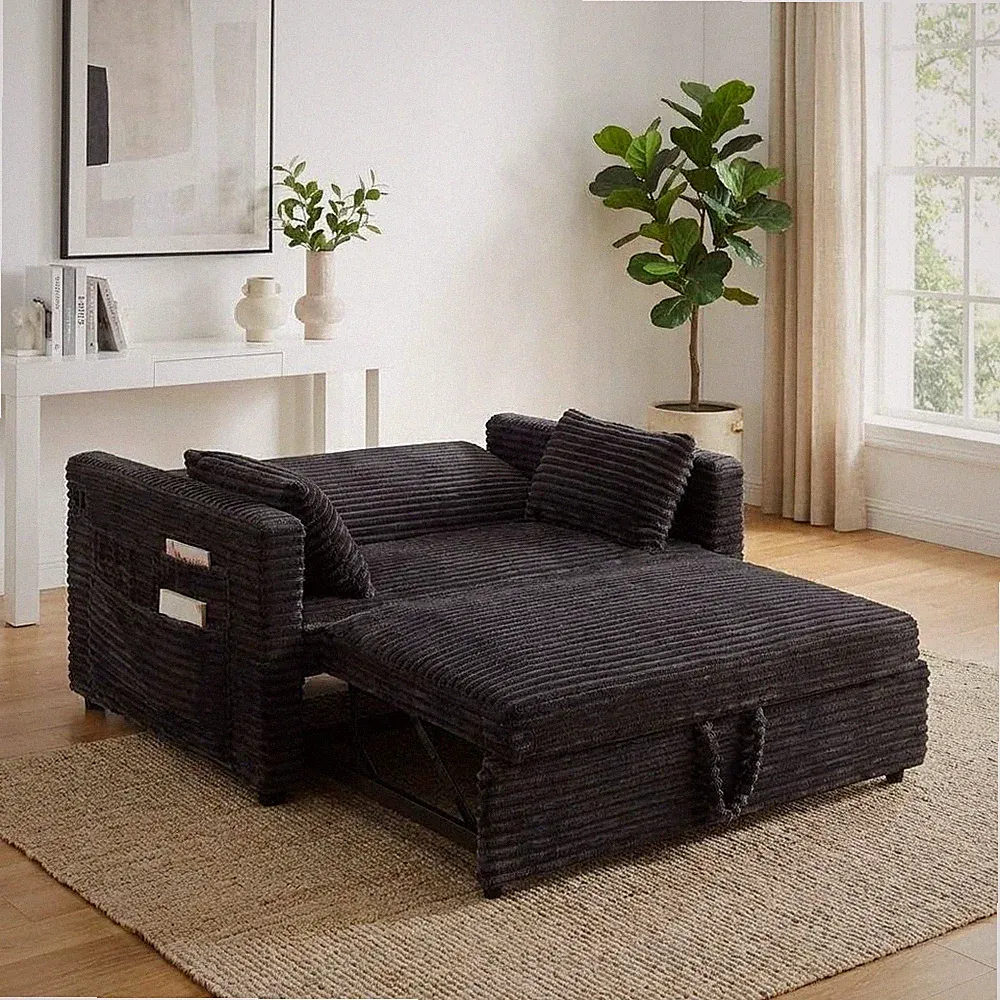 3-in-1 2 Sitzer Groß Schlafsofa 140 x 180 cm mit Ladestation & Schlaffunktion
