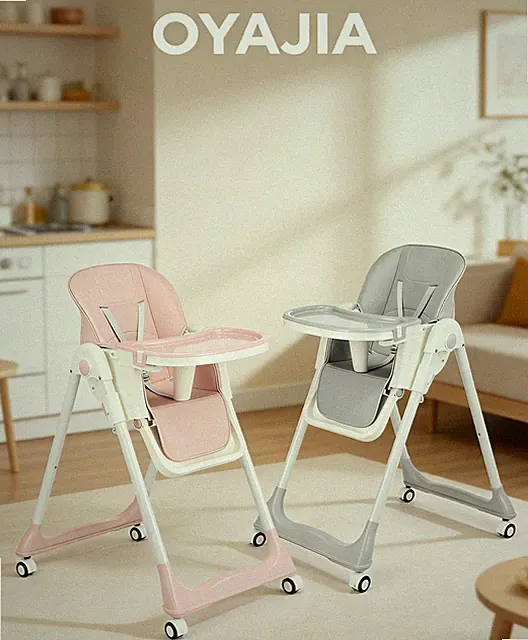 3-in-1-Baby-Klapp-Esszimmerstuhl mit Tisch mit Kippfunktion und leisen Rädern