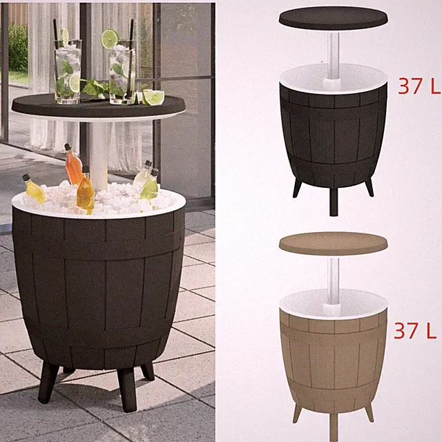 3-in-1 Bar Tisch mit Eiskühler Beistelltisch Kühlbox Gartentisch Cocktailtisch