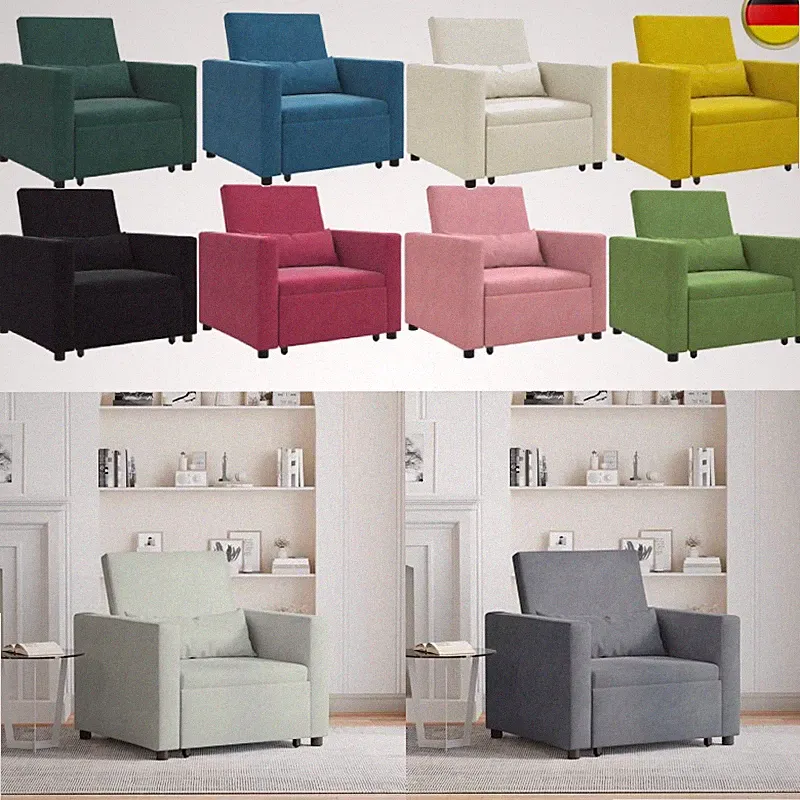 3-in-1 Einzel Schlafsofa mit Rädern Samt Sofas Schlafsessel Sofabett DE