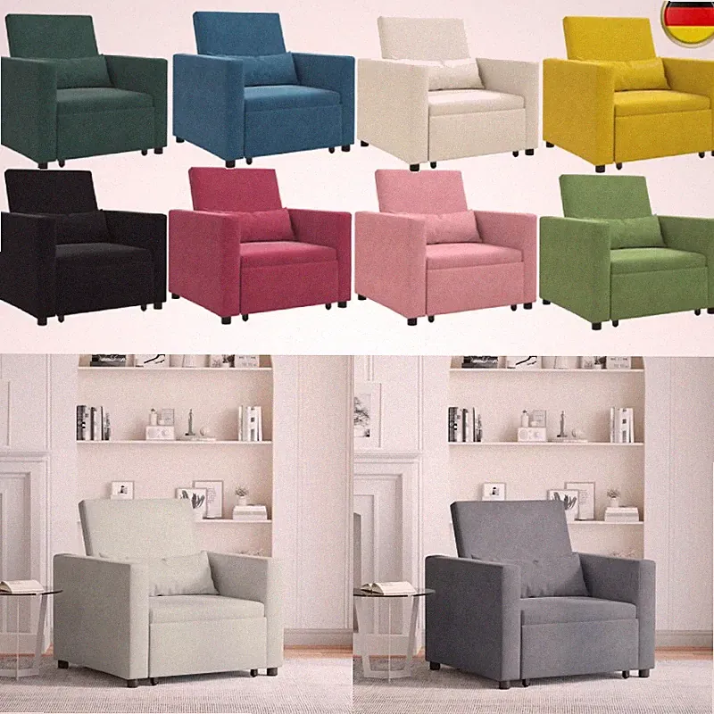 3-in-1 Einzel Schlafsofa mit Rädern Samt Sofas Schlafsessel Sofabett DE