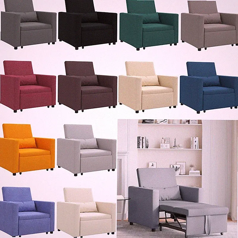 3-in-1 Einzel-Schlafsofa mit Rädern Stoff Sofa Bett Sessel Wohnzimmer Moderner