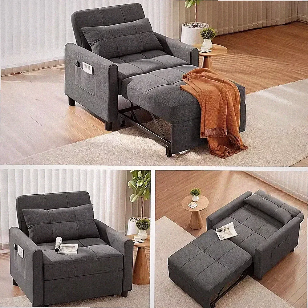 3-in-1 Schlafsessel mit Bettfunktion,ausziehbares Schlafsofa,Dunkelgrau