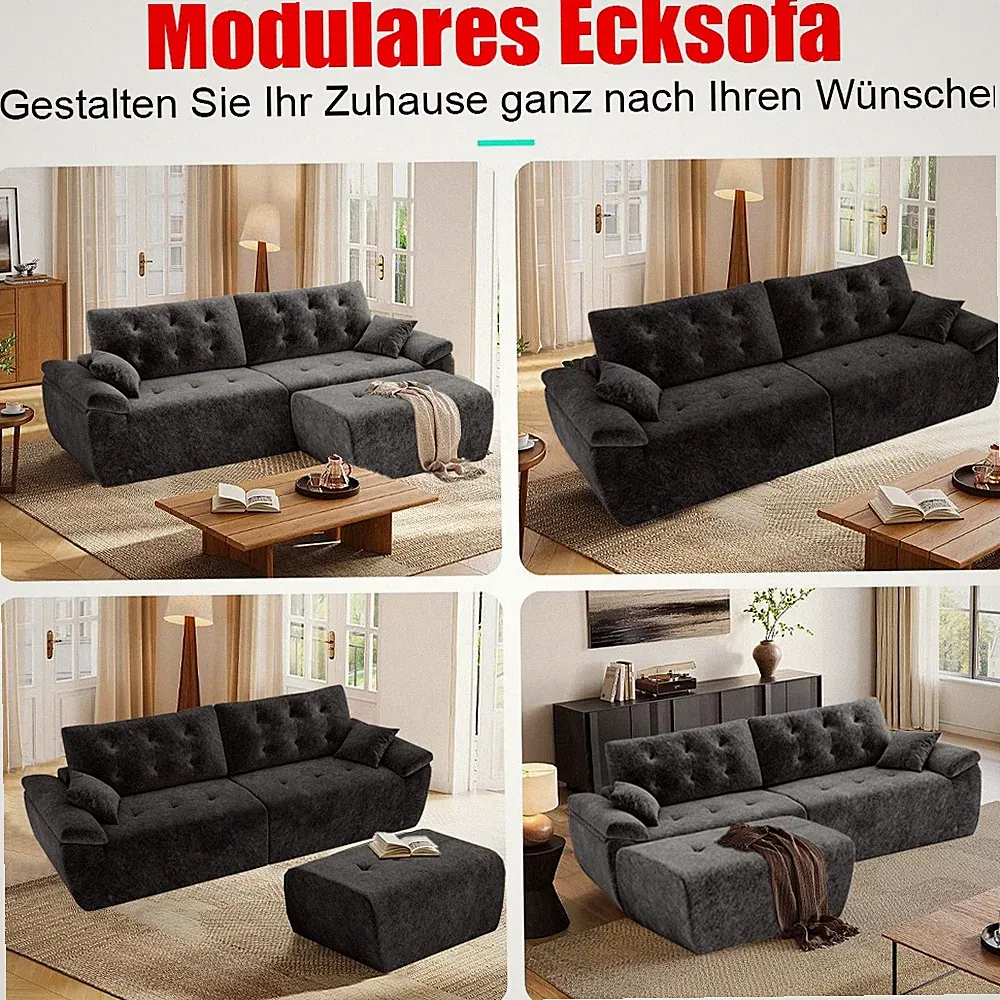 3-Sitzer Ecksofa mit Schlaffunktion Sofa L-Form Couch ohne Montage Cloud Loung