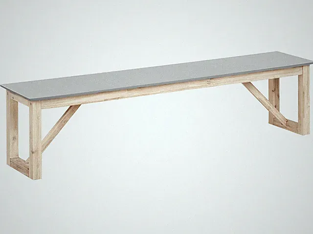 3-Sitzer Gartenbank Beton grau mit Holzbeinen 180 cm Industrie-Stil Notteri