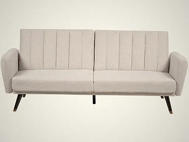 3-Sitzer Schlafsofa Stoffbezug beige gesteppt mit hohen Holzbeinen Glam Vimmerby