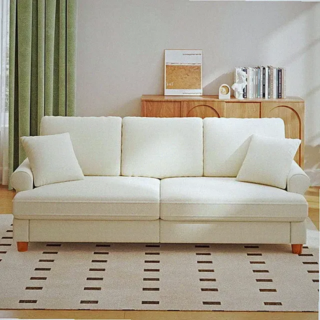 3-Sitzer Sofa Chenille Couch mit Armlehnen, Rückenkissen,2 Kissen für Wohnzimmer