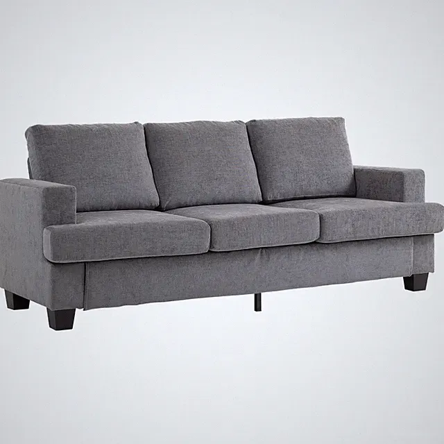 3-Sitzer Sofa, Couch mit Armlehnen, Stahlbeinen, Chenille-Optik, Grau
