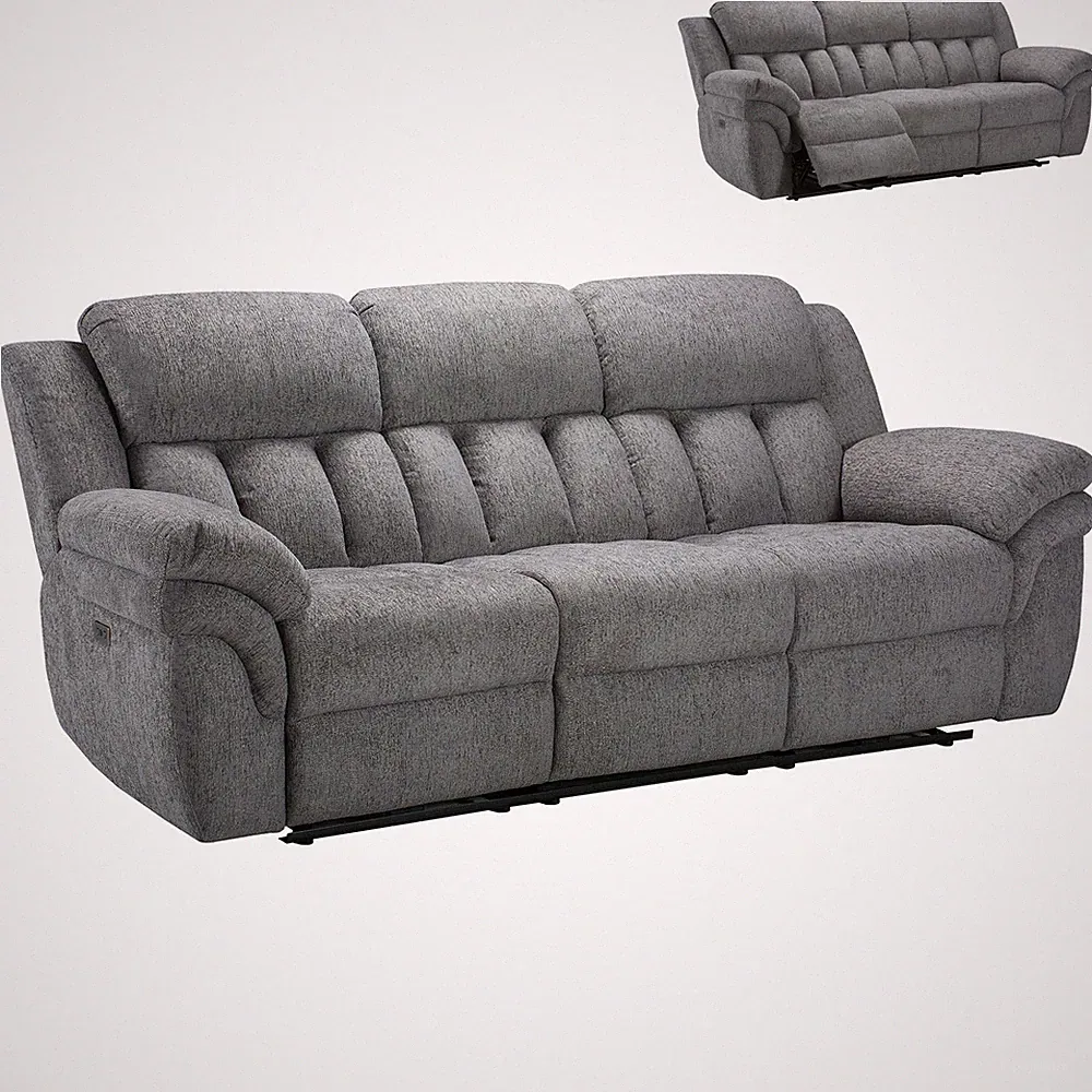 3-Sitzer-Sofa - grau - elektrische Relaxfunktion Sofa Couch Wohnlandschaft
