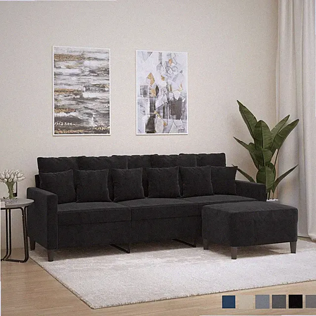 3-Sitzer-Sofa mit Hocker Samt Liegesofa Polstersofa Sessel Loungesofa TV Sofa