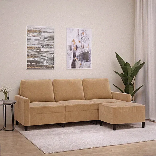 3-Sitzer-Sofa mit Hocker Samt Liegesofa Polstersofa Sessel Relaxsofa Loungesofa