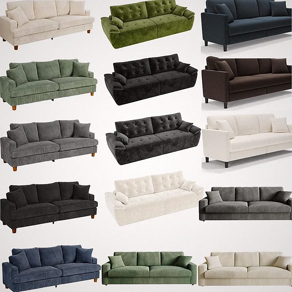 3-Sitzer Sofa mit Schlaffunktion, 211cm / 221cm / 256cm / 275cm Länge Couch