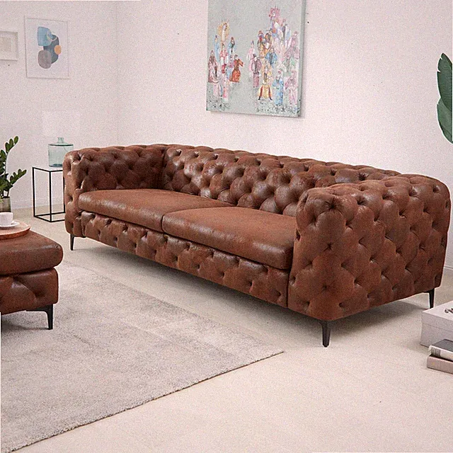 3-Sitzer Sofa MODERN BAROCK - 235cm - braun - Microfaser Pappel - Federkern