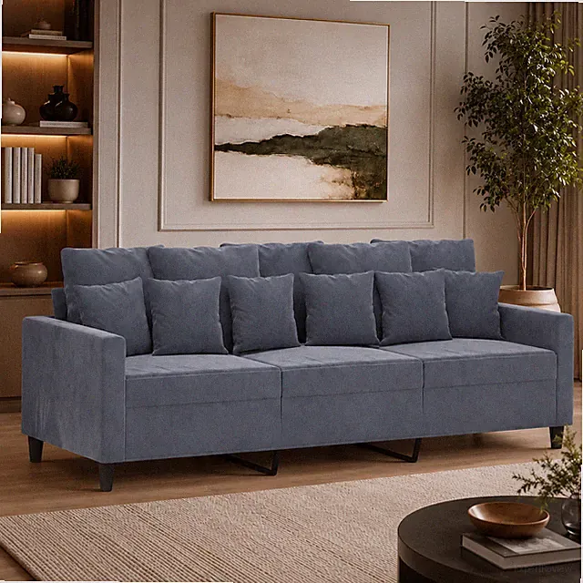 3-Sitzer Sofa Samt Couch Polstersofa Wohnzimmercouch Relaxsofa Dunkelgrau