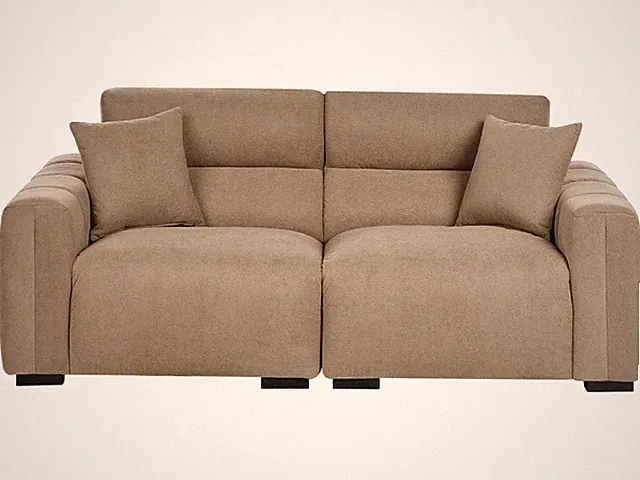 3-Sitzer Sofa Stoff braun gesteppt breite Armlehnen 2 Kissen Modulsofa Fauskan