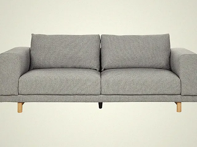3-Sitzer Sofa Stoffbezug grau mit Holzbeinen 220 cm lang modern skandi Nivala