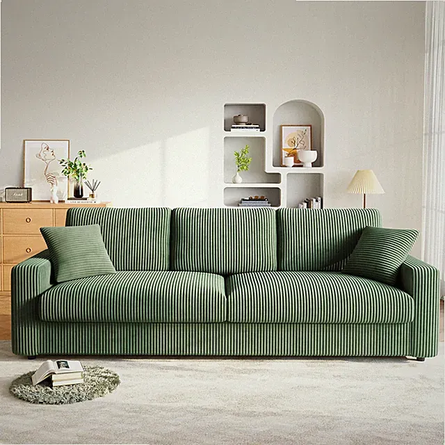 3 Sizter Sofa Polstersofa Corduroy Stoffsofa mit Abnehmbare Kissen Rückenlehnen