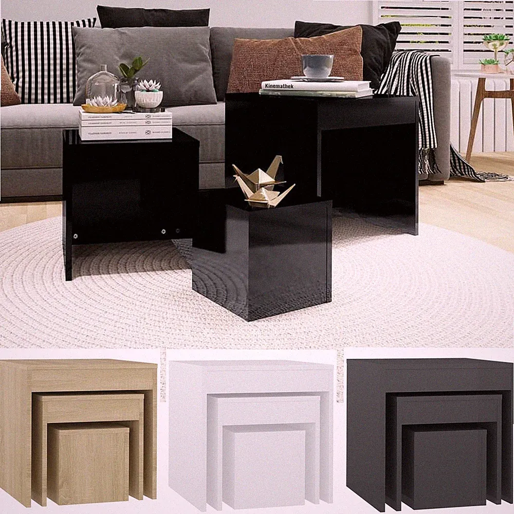 3 Stk. Couchtisch Sofatisch Beistelltisch Satztisch Set Spanplatte Kaffeetisch