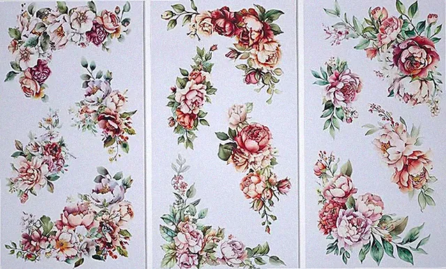 3 Stück/Set Eckblumen Abziehbilder Zum Aufreiben Für Möbel Und Kunsthandwerk 15x