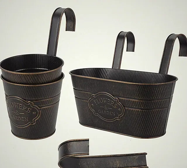 3 Stück Vintage Metall Hängetöpfe Blumentopf Hängend Hängender Garten Töpfe Für