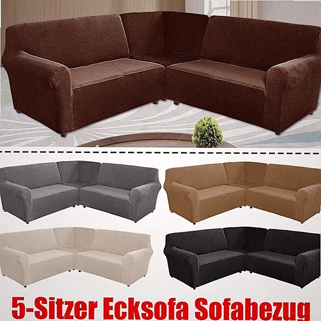 3-teiliger Velvet Sofabezug 5 Sitzer Ecksofa Sofabezug L Form Couch Überzüge