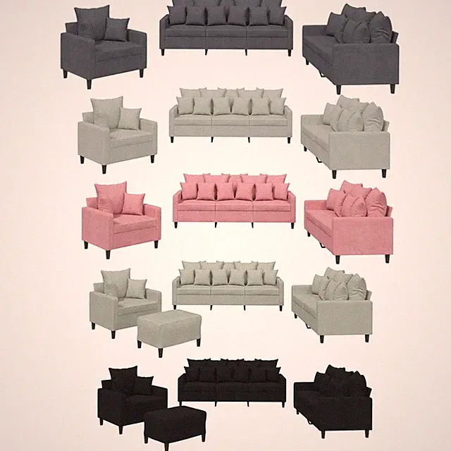 3-tlg./4-tlg. Sofagarnitur mit Kissen Samt Relaxsofa Polstersofa Wohnzimmer Sofa