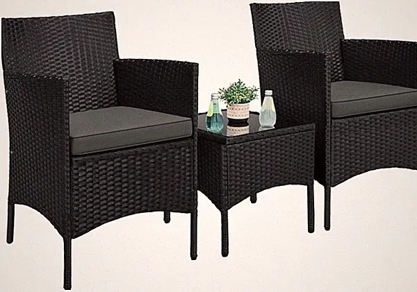 3 TLG. Balkonmöbel Gartenmöbel-Set inkl. 2 Stühle mit Sitzkissen & Tisch Outdoor
