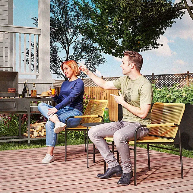 3-tlg. Bistroset, Sitzgruppe, Gartengarnitur mit 2 Gartensesseln Refurbished