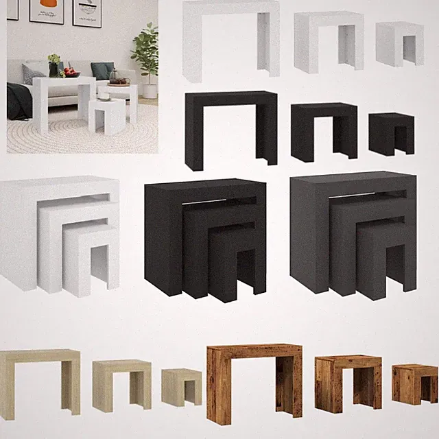 3-tlg. Couchtisch Set Satztische Beistelltisch Sofatisch Nestingtisch Wohnzimmer