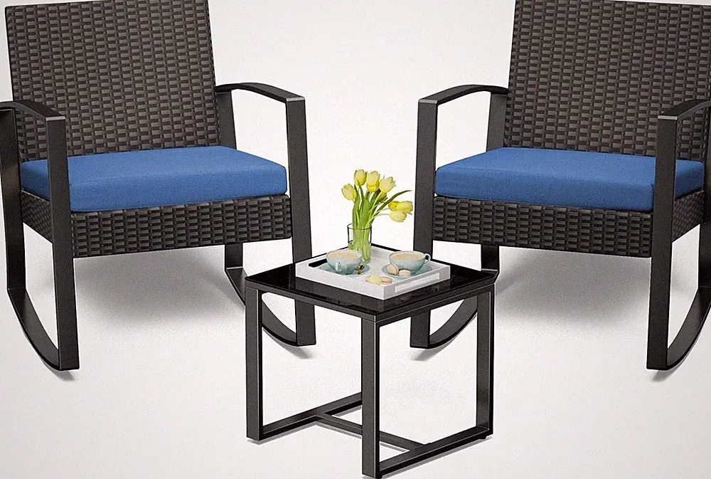 3-tlg Gartenmöbel Sitzgruppe, Balkonmöbel set,Rattanmöbel Sofa für Balkon