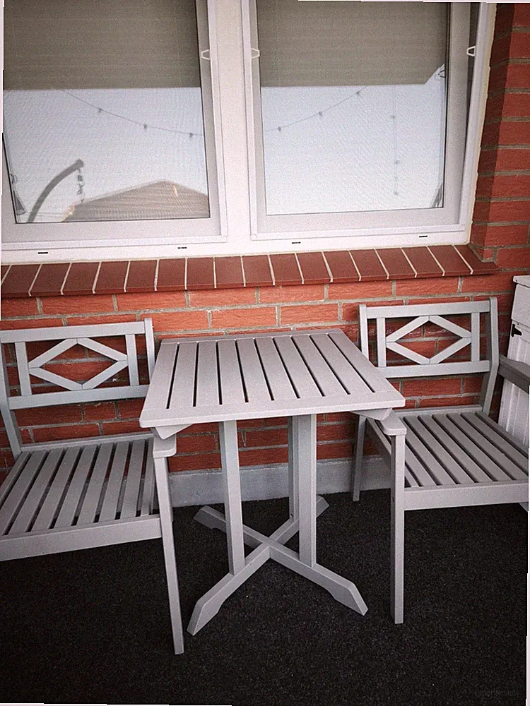 3-tlg. Holz Tisch- & Stuhl-Set Grau, 1 Tisch 2 Stühle, Latten-Design IKEA