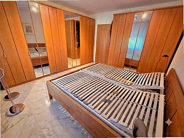 3-tlg. Schlafzimmermöbel-Set Holz braun: Bett 180x200, Spiegelschrank, Kommode