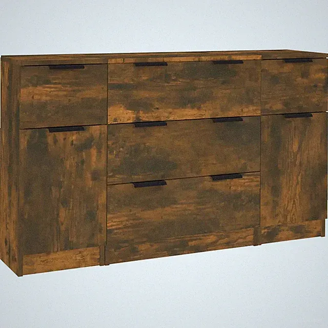 3-tlg. Sideboard-Set Räuchereiche Holzwerkstoff