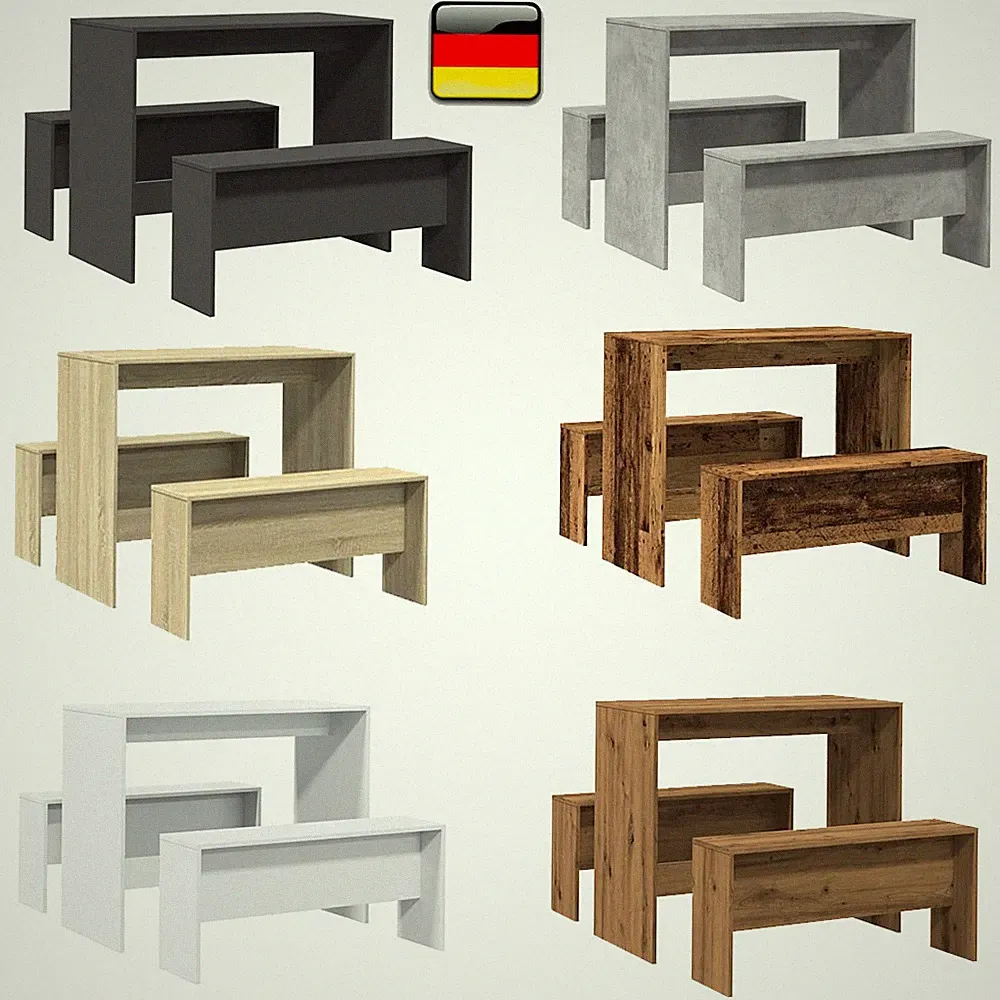 3-tlg.Sitzgruppe Tischgruppe Essgruppe Esstisch Tisch mit 2 Bank Esszimmermöbel