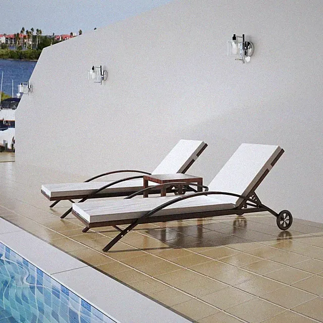 3-tlg. Sonnenliege Set Poly Rattan Relaxliege Gartenmöbel + Beistelltisch vidaXL
