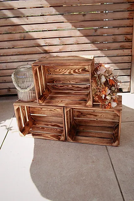 3 x Obstkiste Weinkiste Holzkiste 40 x 30 x 25cm Regalkiste Dekokiste Kiste gefl