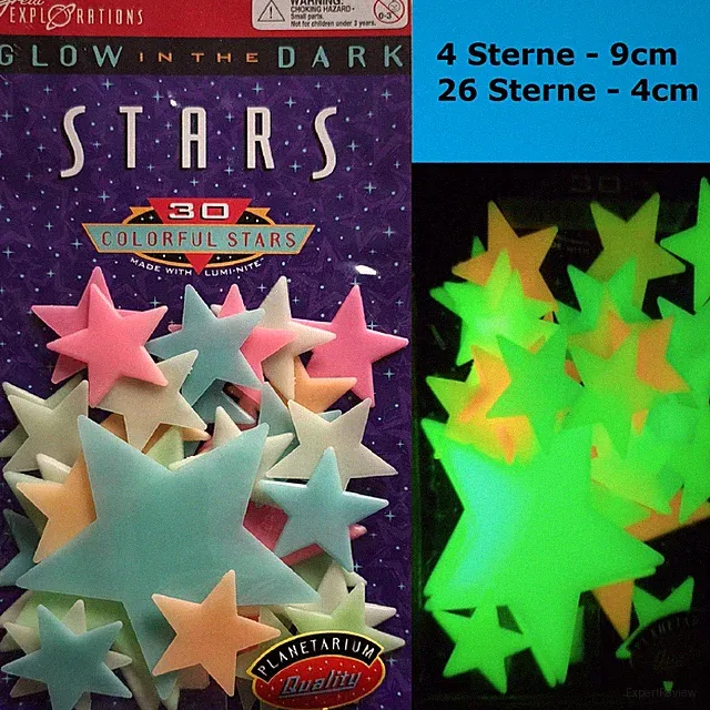 30 Leuchtsterne leuchtende Sterne Mond nachleuchtend Sternenhimmel glow star XXL