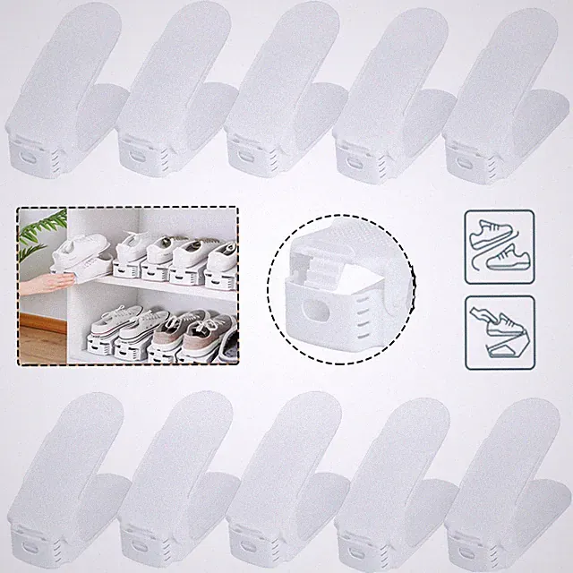 30 Verstellbarer Schuhregal Weiß Schuhstapler Schuhhalter Schuhaufbewahrung Flur