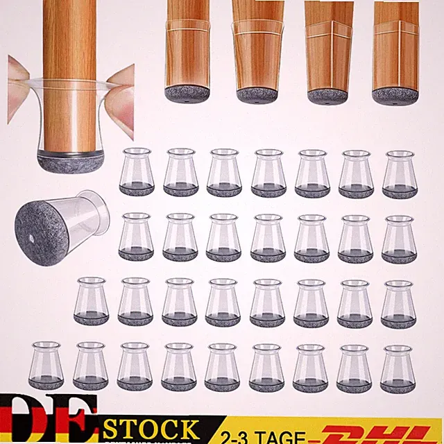 32 Stk Flexible Stuhlbein Schutzkappen Filzgleiter Bodenschutz Schoner Elastisch