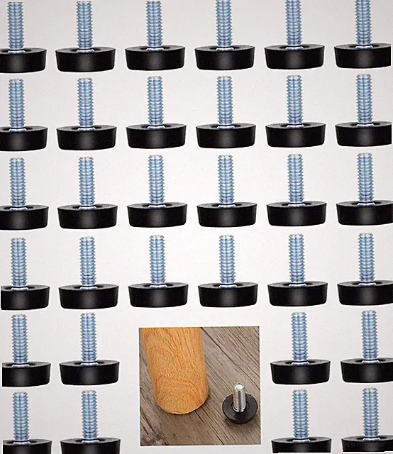 32 Stück,M8 Gewinde,Verstellbare Möbelfüße,25 mm Durchmesser Sockel Schwarz,Klei