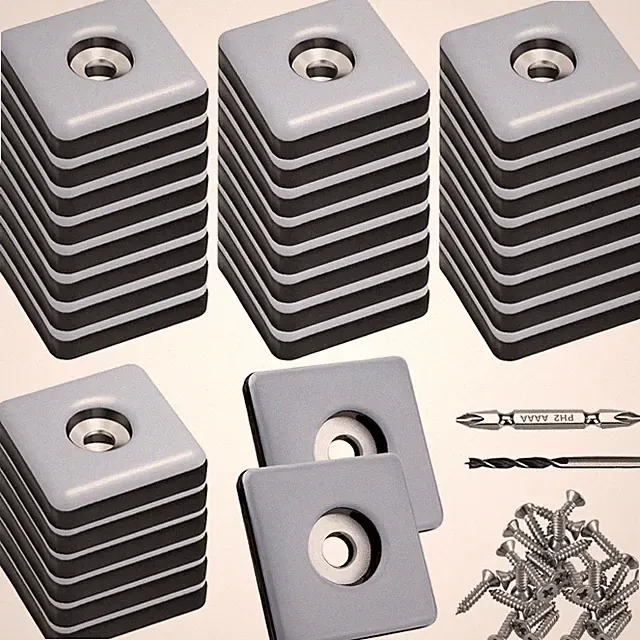 32 Stück Teflongleiter 30mm quadratisch mit Schrauben Bodengleiter Möbelschutz
