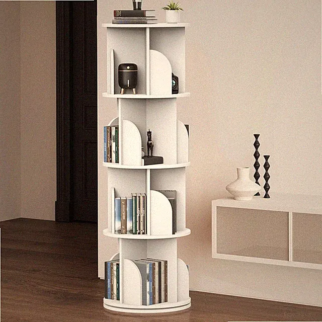 360° drehbares Bücherregal offener Bücherschrank 4 Ebenen Drehregal Standregal