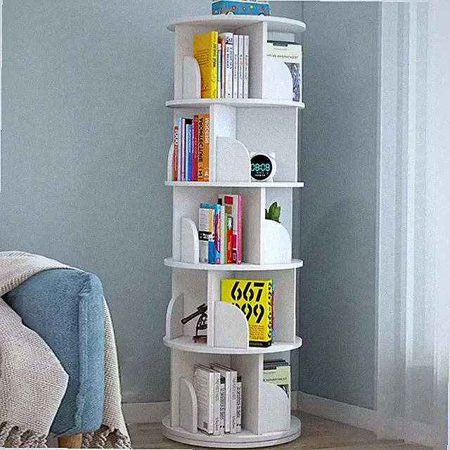 360° drehbares Bücherregal offener Bücherschrank 5 Ebenen Drehregal Standregal
